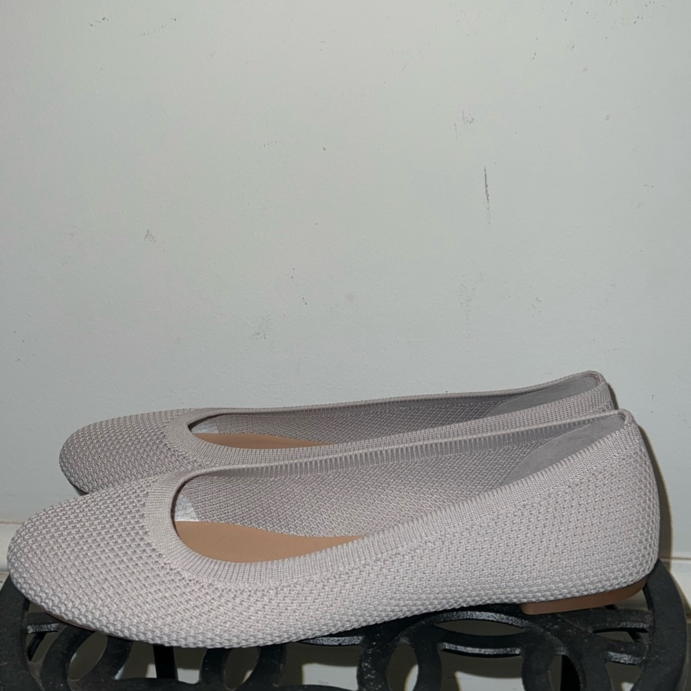 🤍🤍LUCKY BRAND LP ERIN BALLET FLAT KNIT STYLE LIGHT GRAY BRAND NEW BOHO C… - Picture 3 of 6